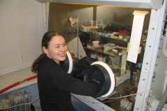 Agnes working in a glovebox